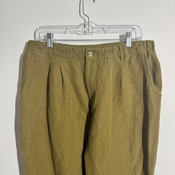 Able Pant Women 8 Olive Green Linen Blend Charlie Tapered Sustainable Lagenlook - Picture 3 of 10